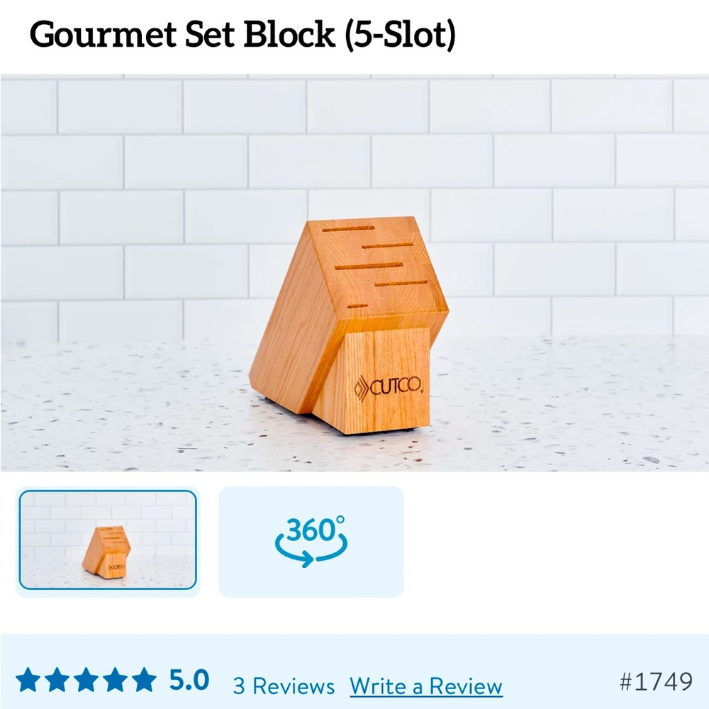 Cutco | Gourmet Set Hardwood Knife Block (5-Slot)